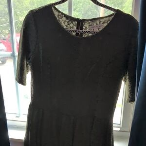 DownEast Black Fit and Flare Dress 3/4 Sleeve Scoop Neck